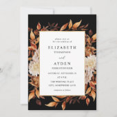Beige Fall Floral 2 Wedding - Schwarz Einladung (Vorderseite)