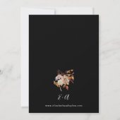 Beige Fall Floral 2 Wedding - Schwarz Einladung (Rückseite)