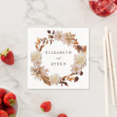 Beige Fall Floral Name Napkins 2 Serviette (Beispiel)