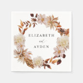 Beige Fall Floral Name Napkins 2 Serviette (Vorderseite)