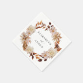 Beige Fall Floral Name Napkins 2 Serviette (Ecke)