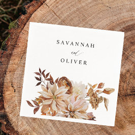Beige Fall Floral Name Napkins Serviette
