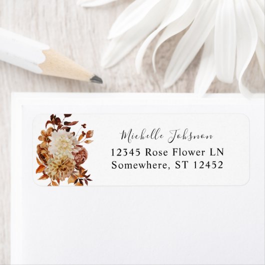 Beige Fall - Floral-Rücksendeadresse (Insitu)