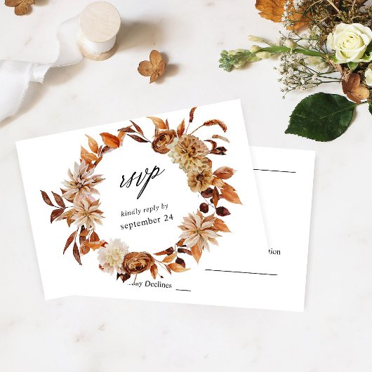 Beige Fall Floral w Meal UAWG RSVP Karte