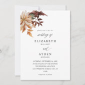 Beige Fall Floral Wedding Einladung (Vorderseite)