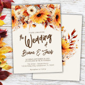 Beige Fall Floral Wedding Einladung
