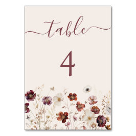 Beige Fall Floral Wedding Tischnummer