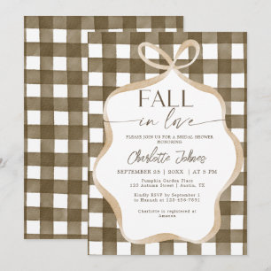 Beige Fall In Love Karo-Rahmen-Junggesellinnenabsc Einladung