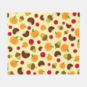 Beige Fall Pumpkin Berries Kastanienmuster Fleecedecke (Vorderseite (Horizontal))