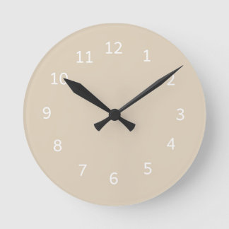 Beige Farbe Kamel Warm Neutrales Minimalistisches Runde Wanduhr