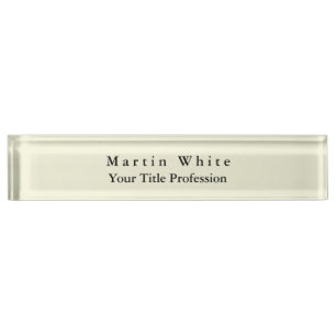 Beige Farbe Schlicht Elegante Beruflich Moderne Namensplakette