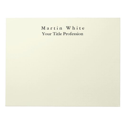 Beige Farbe Schlicht Elegante Beruflich Moderne Notizblock (Vorderseite)