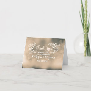 beige-farbene elegante Blumenherzen Hochzeit Danke