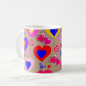 Beige farbenfrohe Herz-Tasse Kaffeetasse (Vorderseite Links)