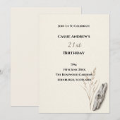 Beige-Feather-Meilenstein-Geburtstag Einladung (Vorne/Hinten)