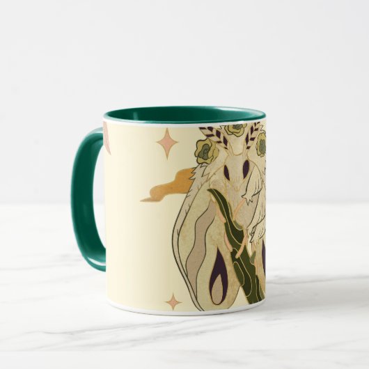 Beige Fee Moth, Mystische Grafik Tasse (Vorderseite Links)