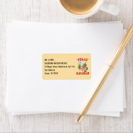 Beige Feliz Navidad Chili Ihre Adresse hinzufügen Adressaufkleber