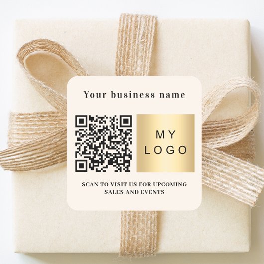 Beige Firmenbezeichnung qr Code Quadratischer Aufkleber