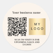 Beige Firmenbezeichnung qr Code Runder Aufkleber (Vorderseite)
