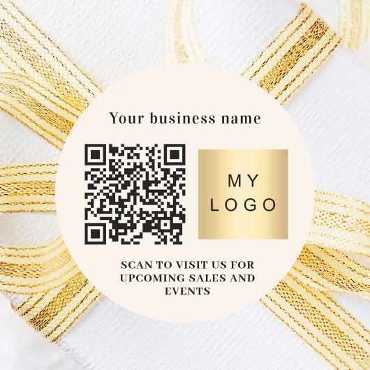 Beige Firmenbezeichnung qr Code Runder Aufkleber
