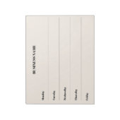 Beige Firmenbezeichnung Woche Notizblock (Rotiert)