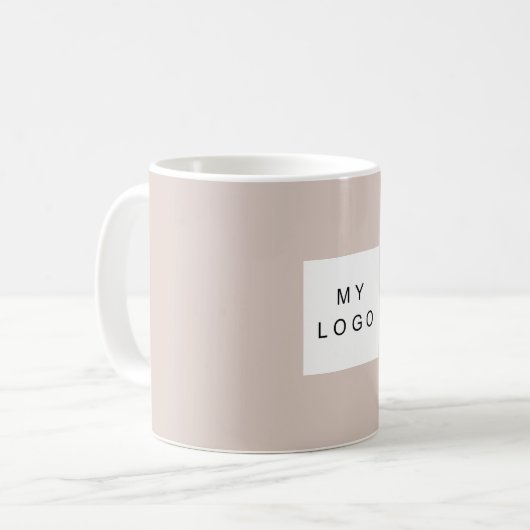 Beige Firmenlogo Kaffeetasse (Vorderseite Links)