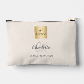 Beige Firmenlogo-Monogramm Zubehörtasche (Rückseite)