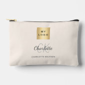 Beige Firmenlogo-Monogramm Zubehörtasche (Vorderseite)