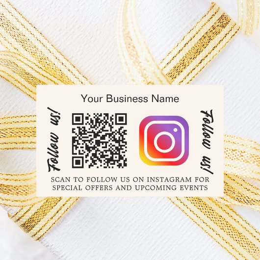 Beige Firmenname qr Code Instagram Rechteckiger Aufkleber