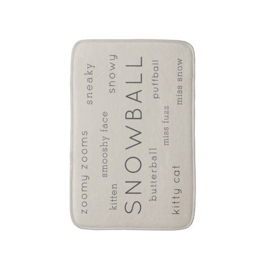 Beige Flat Soft Cat Bed Mat Pet Name + Nickname Badematte (Vorderseite Vertikal)