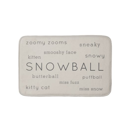 Beige Flat Soft Cat Bed Mat Pet Name + Nickname Badematte (Vorderseite)