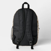 Beige Floral Backpack for Her, Customizable Bedruckter Rucksack (Rückseite)
