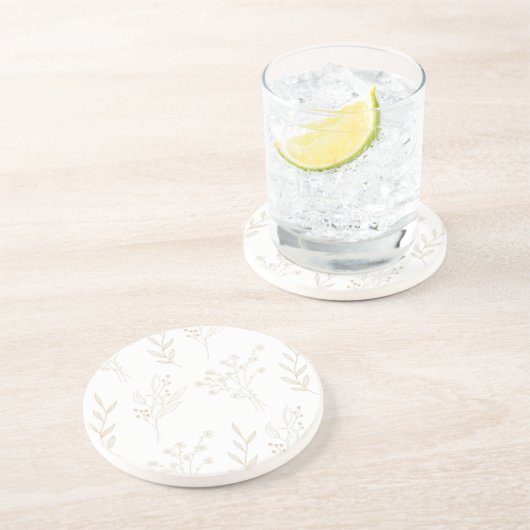 Beige Floral Boho Wedding Getränkeuntersetzer (Seite)