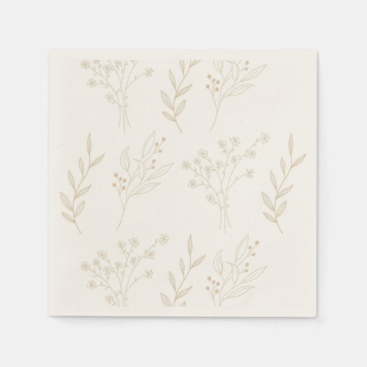 Beige Floral Boho Wedding Serviette (Vorderseite)