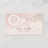 Beige Floral Butterfly Fantasy Visitenkarte (Vorderseite)