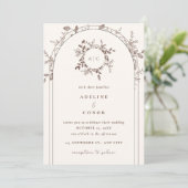 Beige Floral Elegant Card Save the Date Einladung (Stehend Vorderseite)