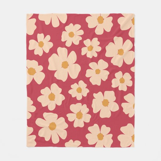 Beige Floral Fleece Blanket (Vorderseite)