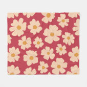 Beige Floral Fleece Blanket (Vorderseite (Horizontal))
