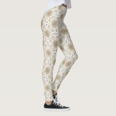 Beige Floral Mandala Circle Batik Muster Leggings (Rechts)