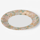 Beige floral paper plates, Neutral party supplies Pappteller (Schrägansicht)