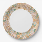 Beige floral paper plates, Neutral party supplies Pappteller (Vorderseite)