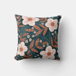 Beige floral pattern hand-drawn flowers minimalist kissen