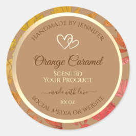 Beige Floral-Produktverpackungsmarken mit Herz Runder Aufkleber