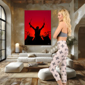 Beige Floral Star Patter: Benutzerdefinierter Text Capri Leggings