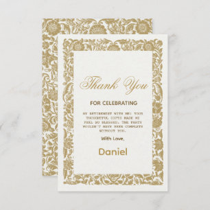 Beige Floral Surprise Retirement Party 2025 Dankeskarte