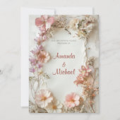 Beige Floral Wedding Einladung (Vorderseite)