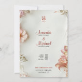 Beige Floral Wedding Einladung (Rückseite)