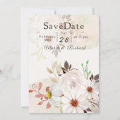 Beige Floral Wedding Invitation Einladung (Rückseite)