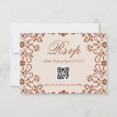 Beige Floral Wedding QR RSVP Karte (Vorderseite)