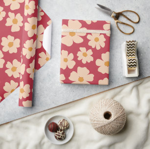 Beige Floral Wrapping Paper Geschenkpapier